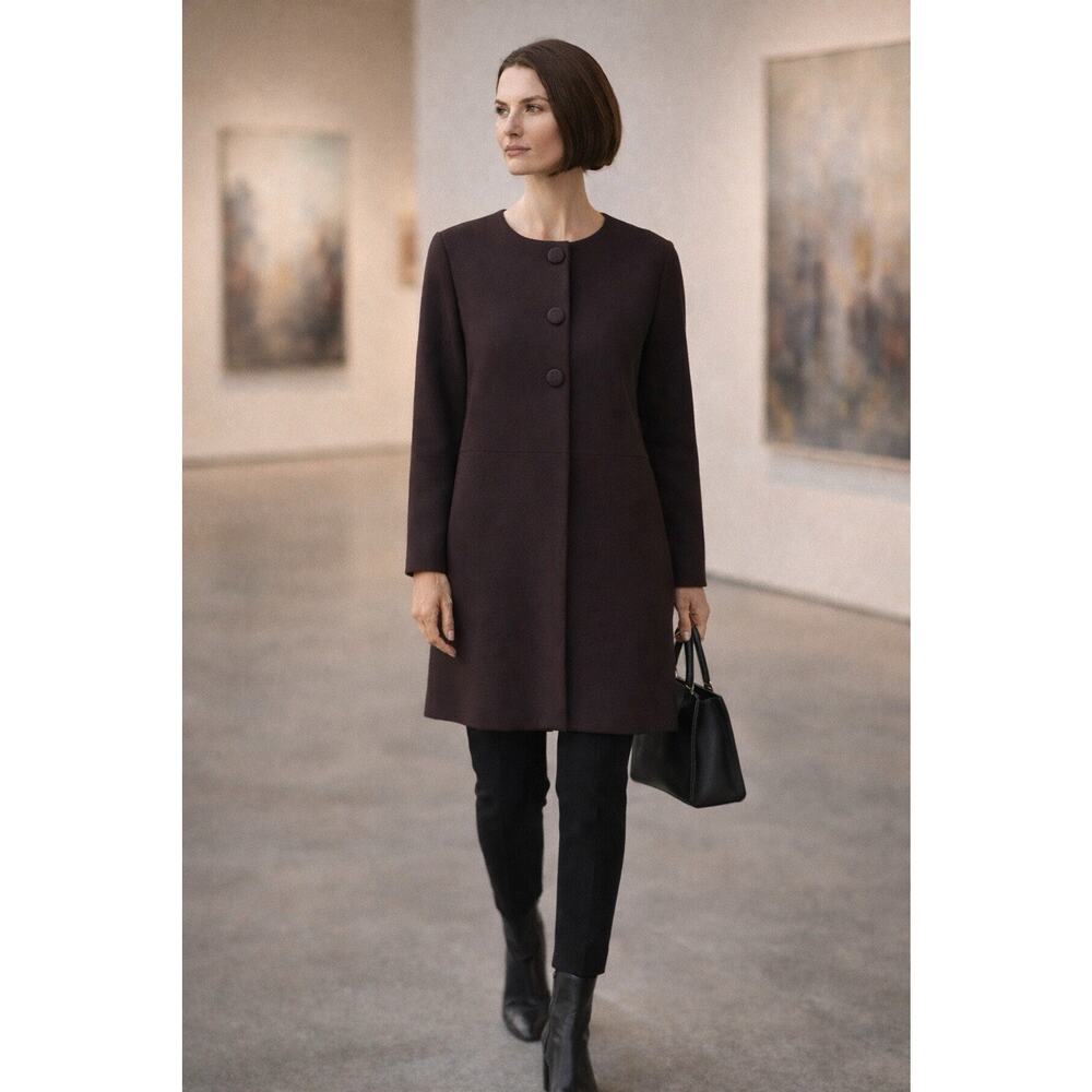 Eileen Fisher 3 Button Knit Jacket Rum Raisin J1257M Womens Sz M EUC Minimalist